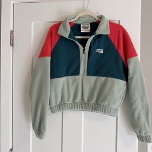 Marmot Mountain Works Colorblock Cropped Half-Zip Fleece Pullover